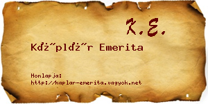Káplár Emerita névjegykártya